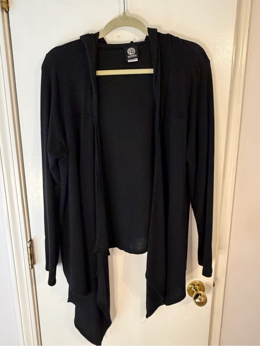 Black Hooded Open-Front Women's Sweater